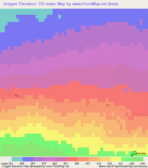 Urzgani,Afghanistan Elevation Map
