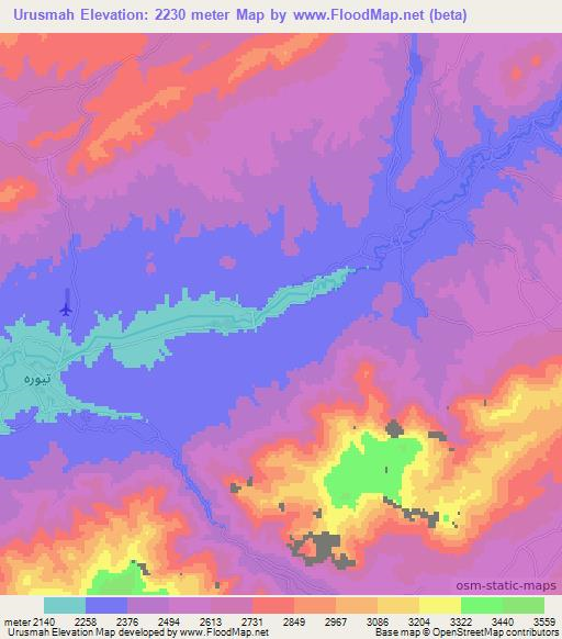 Urusmah,Afghanistan Elevation Map