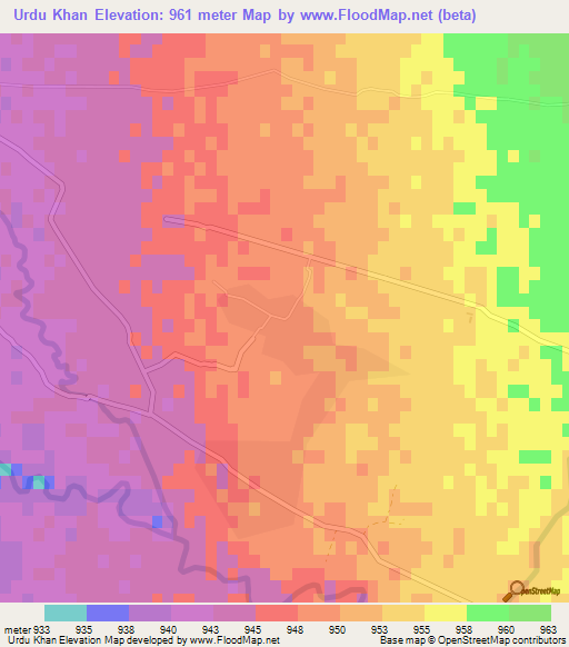 Urdu Khan,Afghanistan Elevation Map