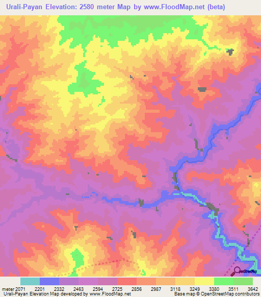 Urali-Payan,Afghanistan Elevation Map
