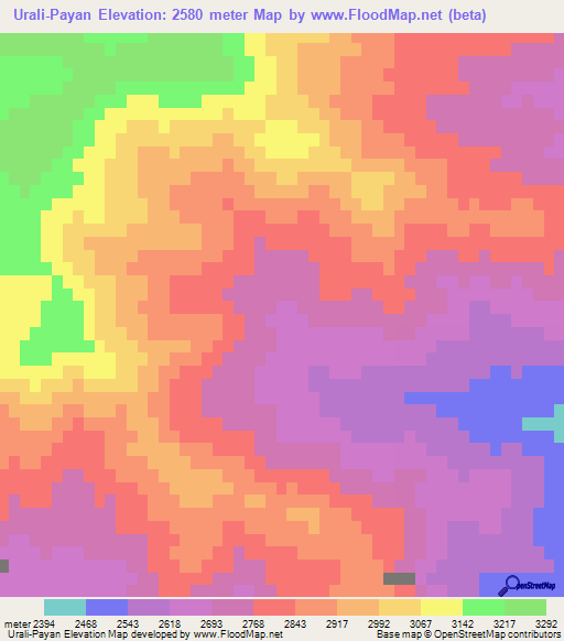 Urali-Payan,Afghanistan Elevation Map