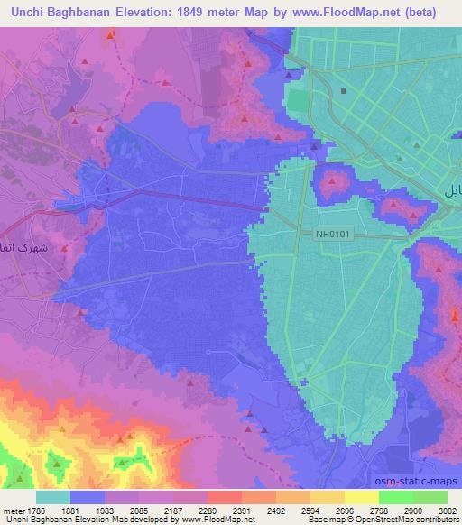 Unchi-Baghbanan,Afghanistan Elevation Map