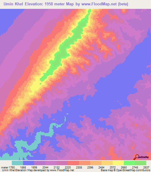 Umin Khel,Afghanistan Elevation Map