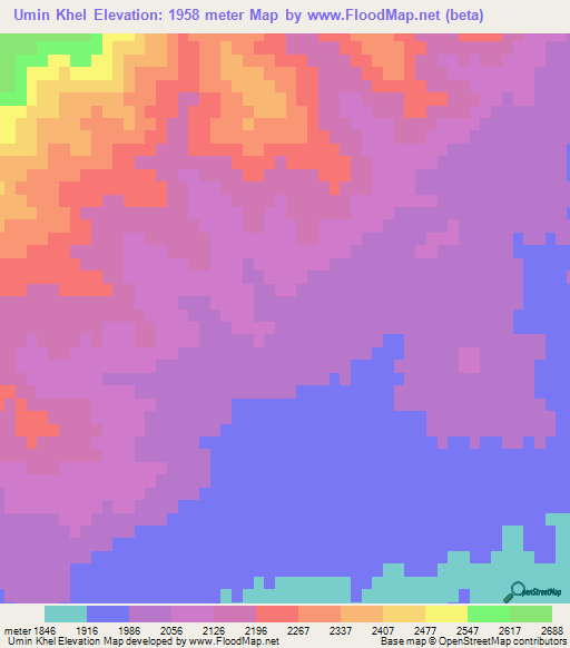 Umin Khel,Afghanistan Elevation Map
