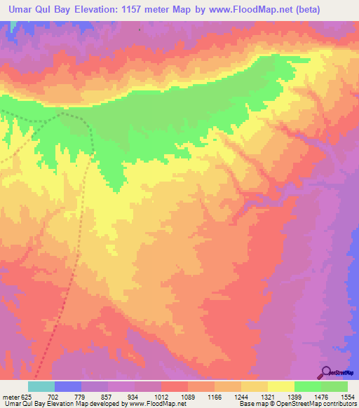 Umar Qul Bay,Afghanistan Elevation Map