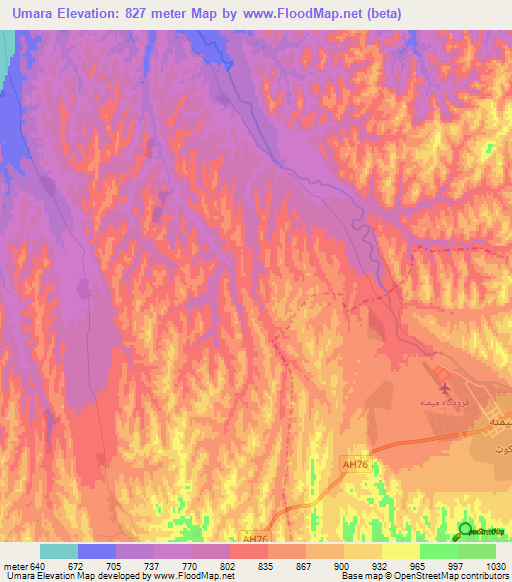 Umara,Afghanistan Elevation Map