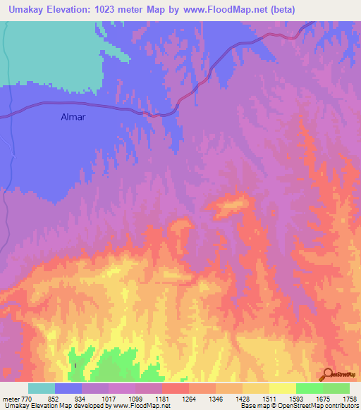 Umakay,Afghanistan Elevation Map