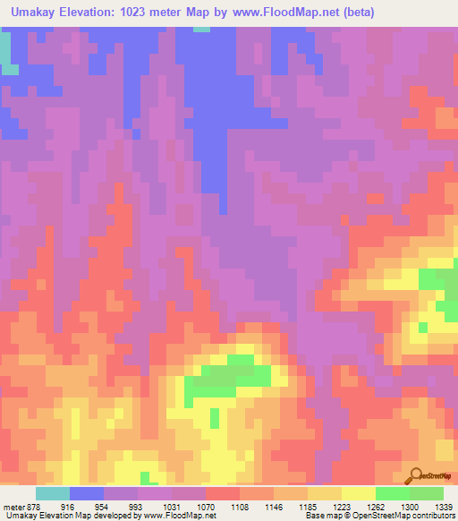Umakay,Afghanistan Elevation Map