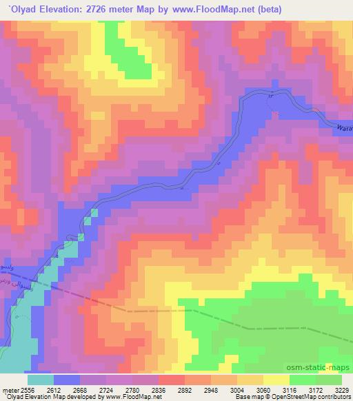 `Olyad,Afghanistan Elevation Map