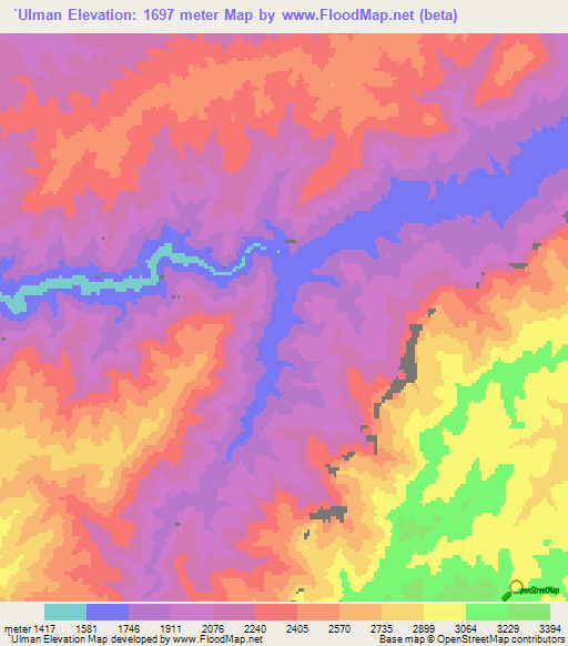 `Ulman,Afghanistan Elevation Map