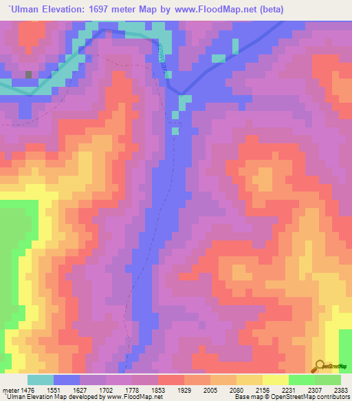 `Ulman,Afghanistan Elevation Map
