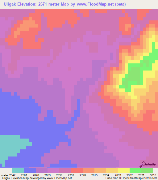Uligak,Afghanistan Elevation Map