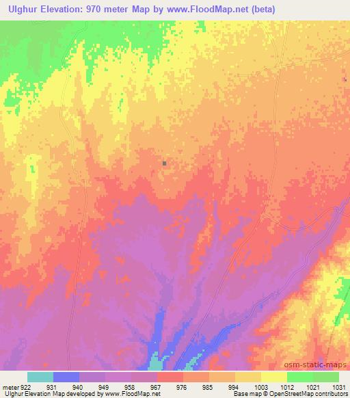 Ulghur,Afghanistan Elevation Map