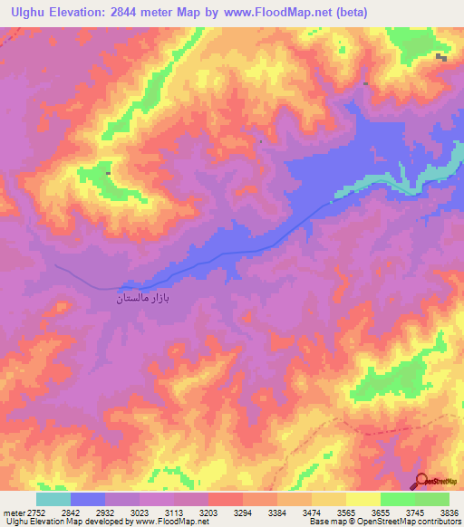 Ulghu,Afghanistan Elevation Map