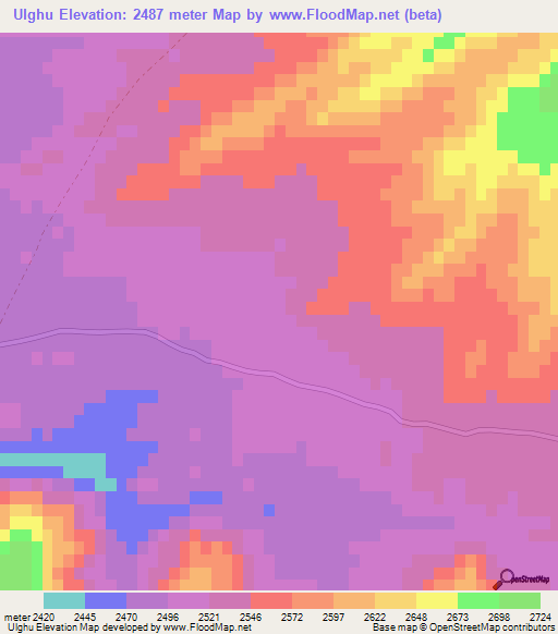 Ulghu,Afghanistan Elevation Map