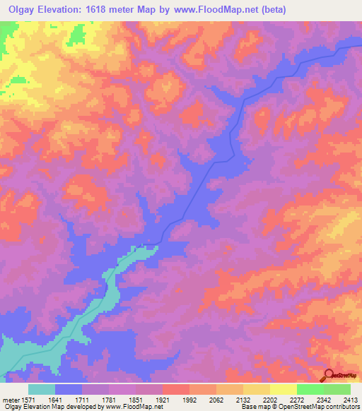 Olgay,Afghanistan Elevation Map