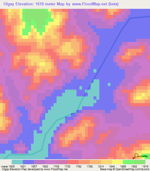 Olgay,Afghanistan Elevation Map