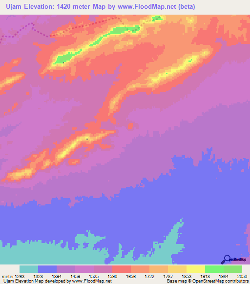 Ujam,Afghanistan Elevation Map