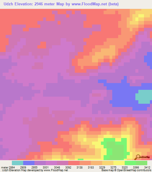 Udzh,Afghanistan Elevation Map