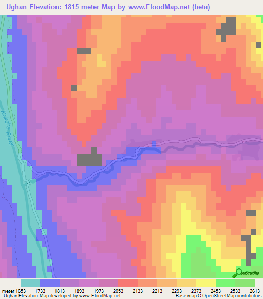 Ughan,Afghanistan Elevation Map