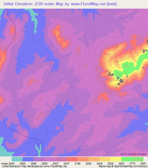 Udkal,Afghanistan Elevation Map