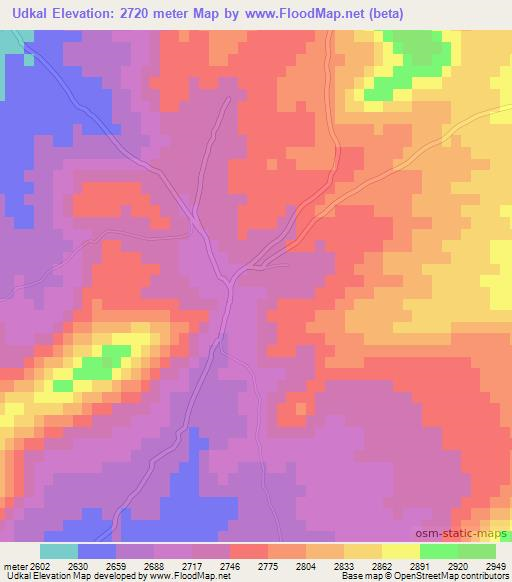 Udkal,Afghanistan Elevation Map