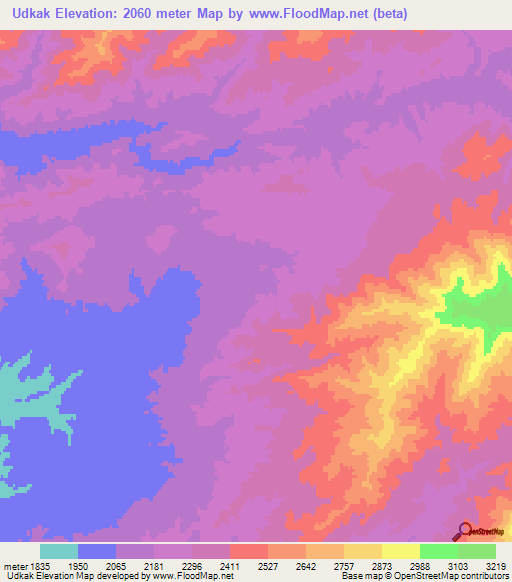 Udkak,Afghanistan Elevation Map