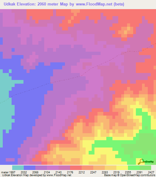Udkak,Afghanistan Elevation Map