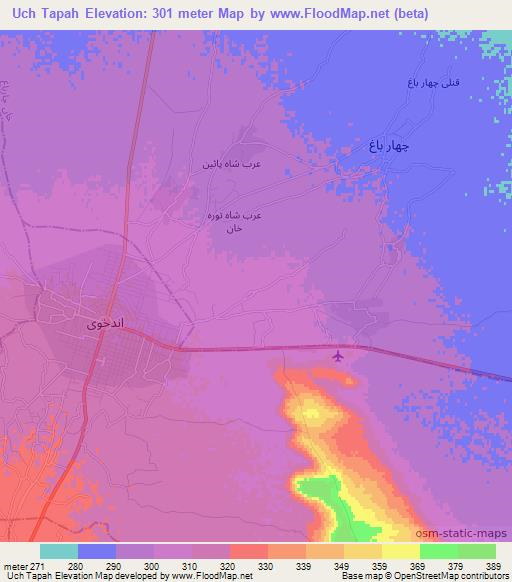 Uch Tapah,Afghanistan Elevation Map