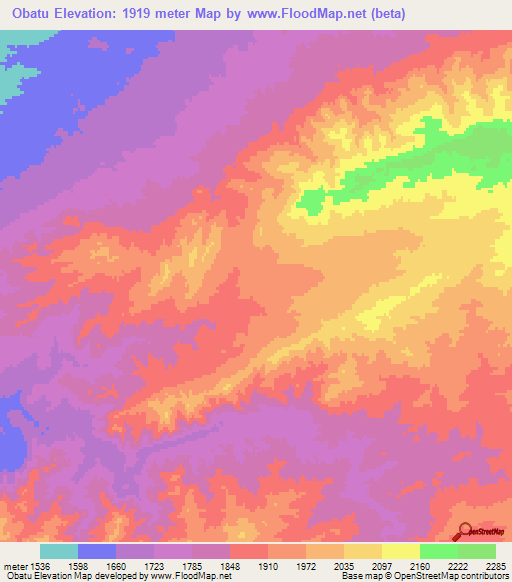 Obatu,Afghanistan Elevation Map