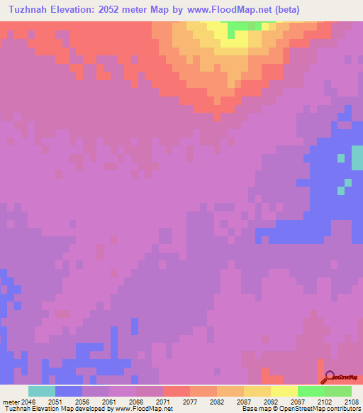 Tuzhnah,Afghanistan Elevation Map