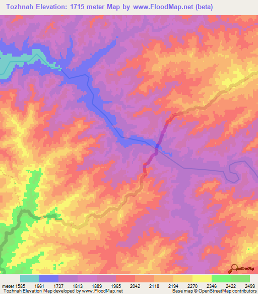Tozhnah,Afghanistan Elevation Map