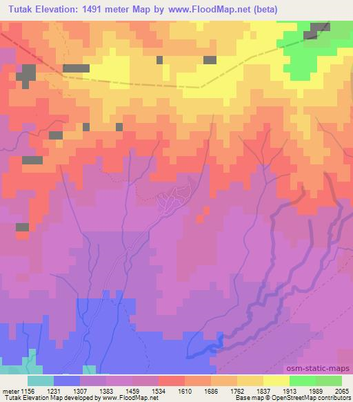 Tutak,Afghanistan Elevation Map