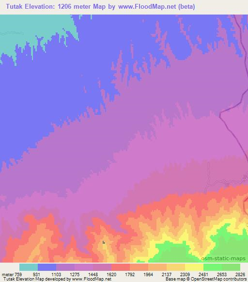 Tutak,Afghanistan Elevation Map