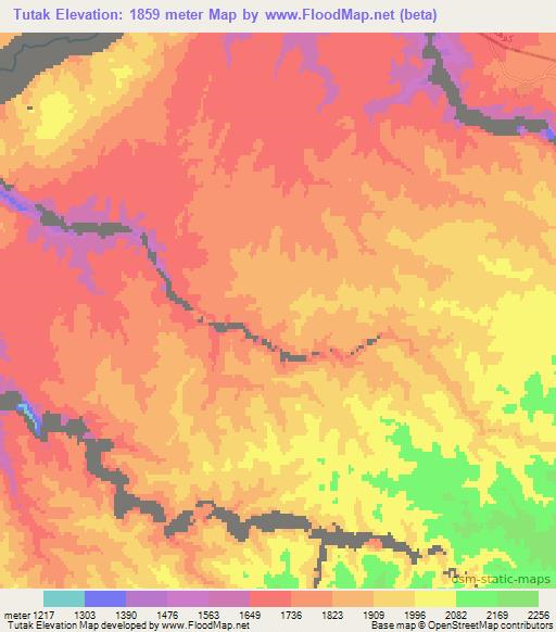 Tutak,Afghanistan Elevation Map