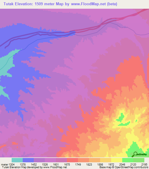 Tutak,Afghanistan Elevation Map