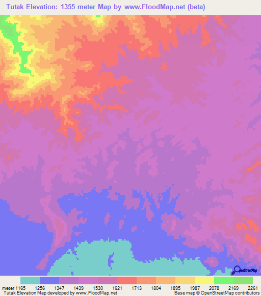 Tutak,Afghanistan Elevation Map