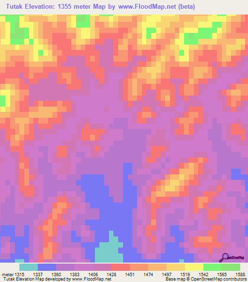 Tutak,Afghanistan Elevation Map