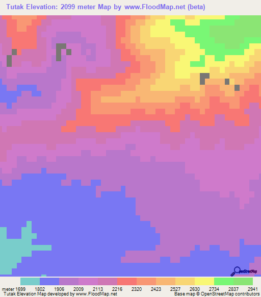 Tutak,Afghanistan Elevation Map