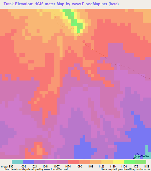 Tutak,Afghanistan Elevation Map