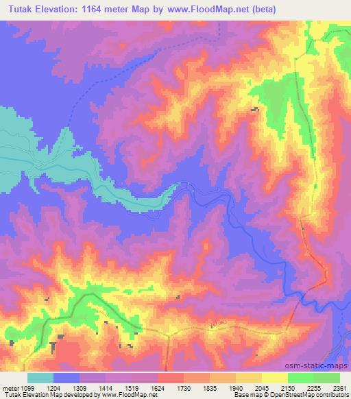 Tutak,Afghanistan Elevation Map