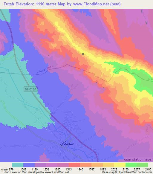 Tutah,Afghanistan Elevation Map