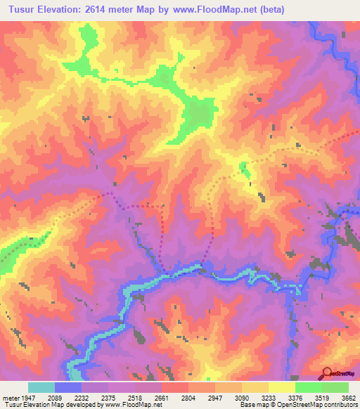 Tusur,Afghanistan Elevation Map
