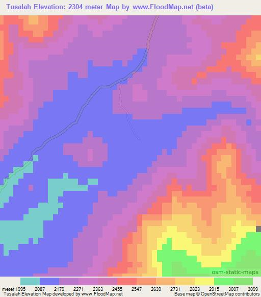 Tusalah,Afghanistan Elevation Map