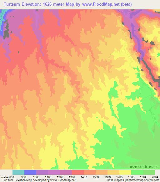 Turtsum,Afghanistan Elevation Map