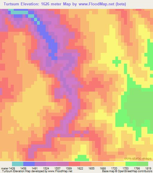 Turtsum,Afghanistan Elevation Map