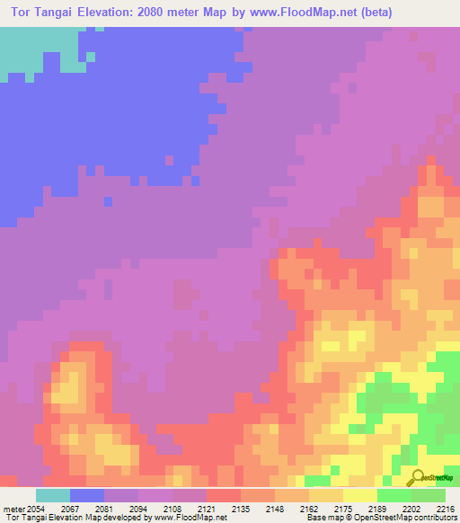 Tor Tangai,Afghanistan Elevation Map
