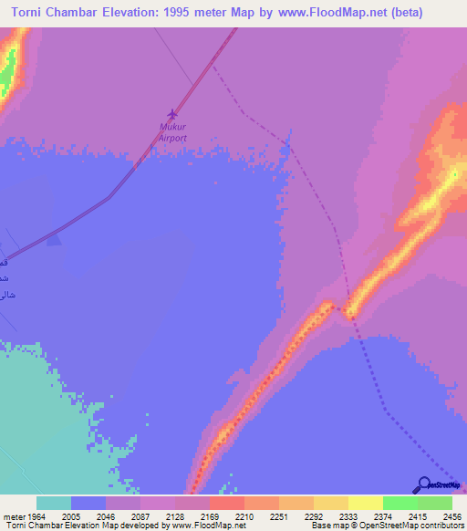 Torni Chambar,Afghanistan Elevation Map