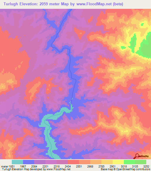 Turlugh,Afghanistan Elevation Map