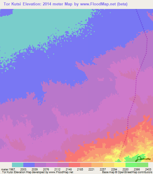 Tor Kutsi,Afghanistan Elevation Map